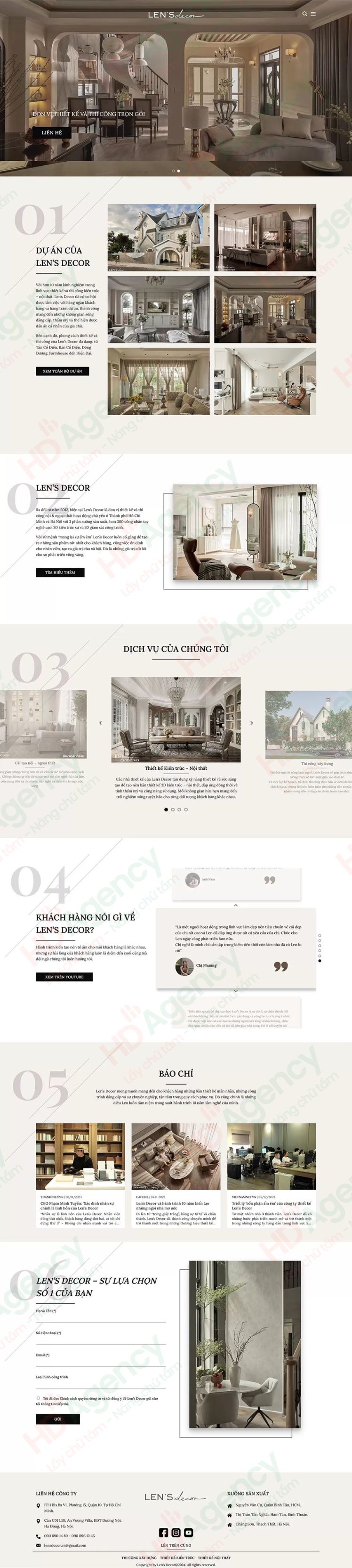 Dự án thiết kế website kiến trúc nội thất Len's Decor