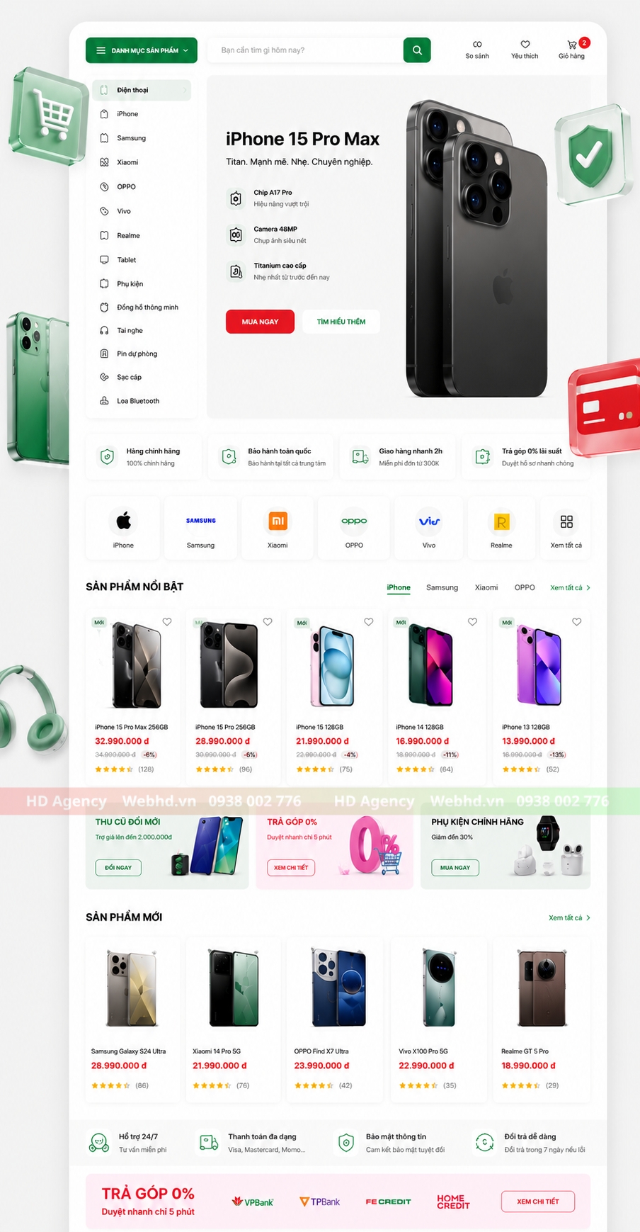 Thiết Kế Website Bán Điện Thoại