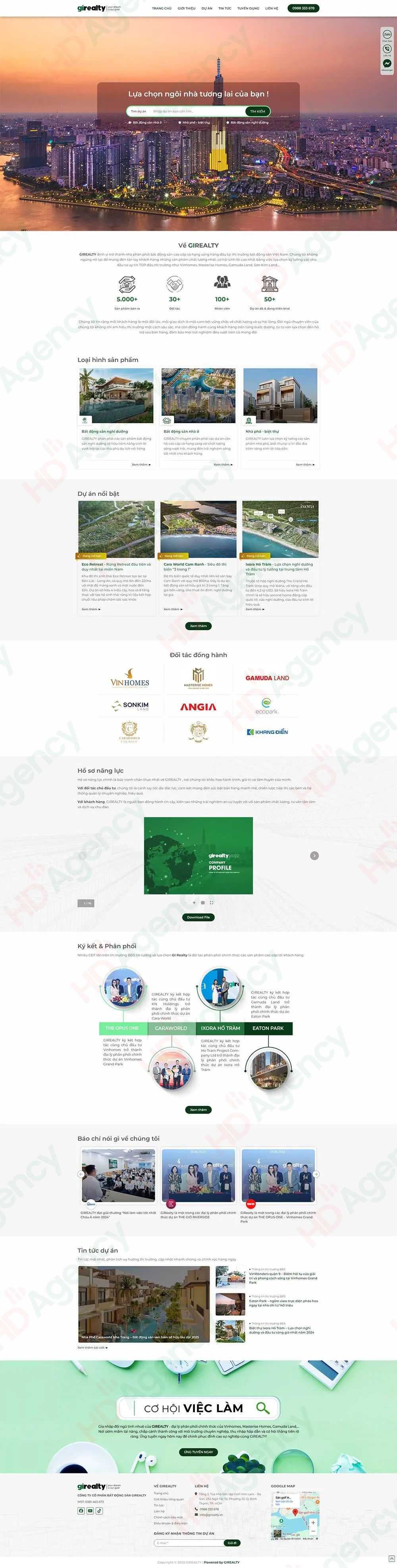 Dự án thiết kế website bất động sản Girealty