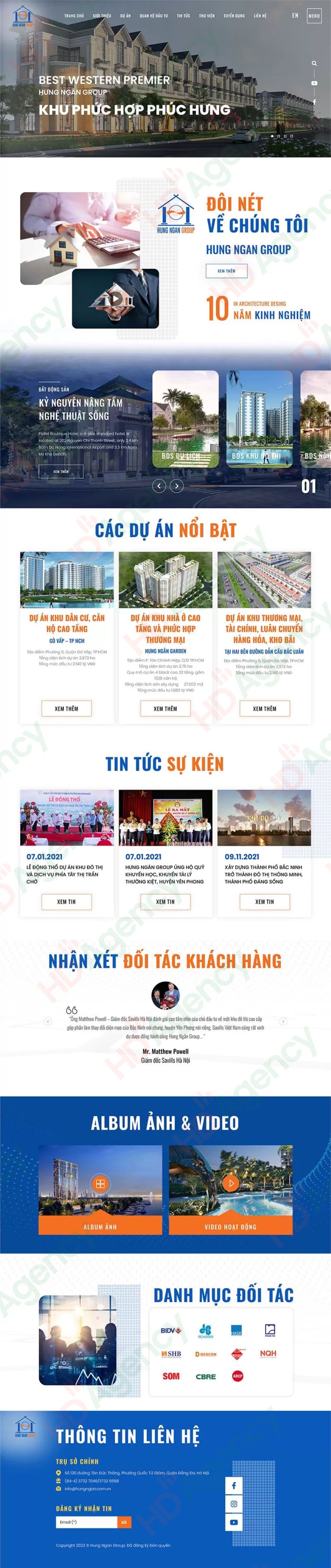 Dự án thiết kế website bất động sản Hung Ngan Group