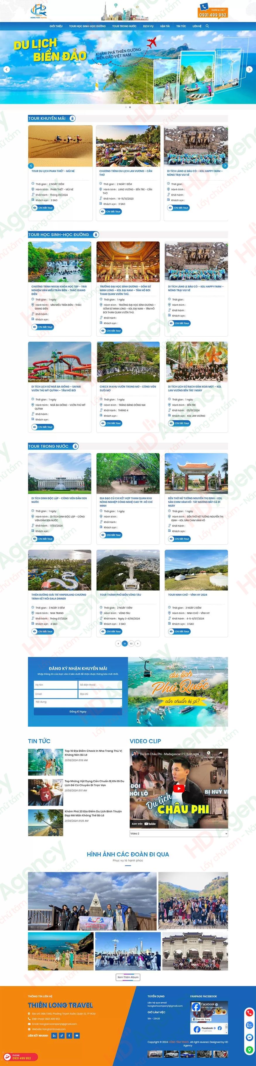 Dự án thiết kế website du lịch Hồng Tâm Travel