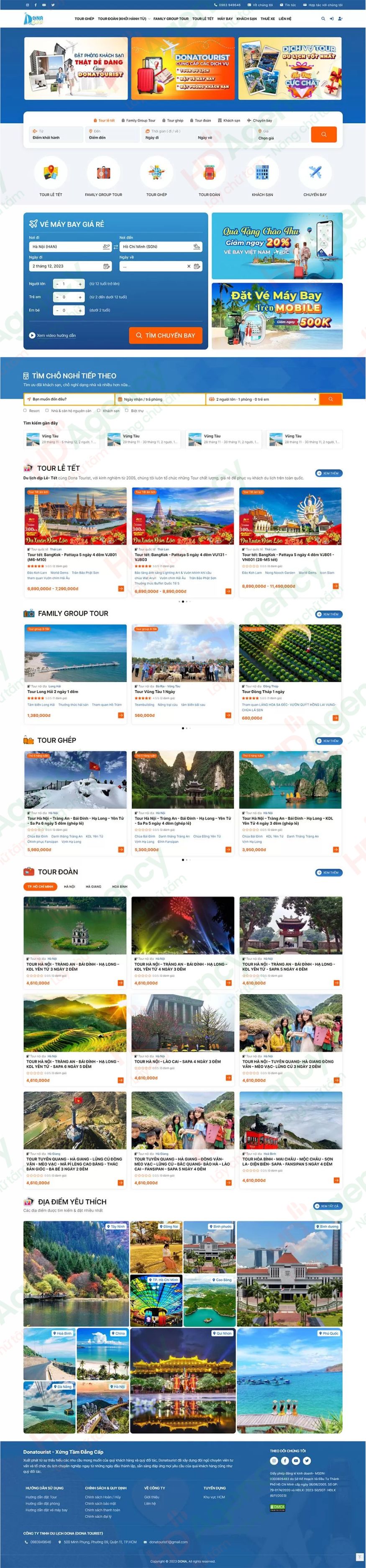 Dự án thiết kế website du lịch Dona Tourist