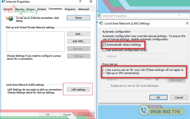 Lỗi do cấu hình proxy hoặc VPN sai