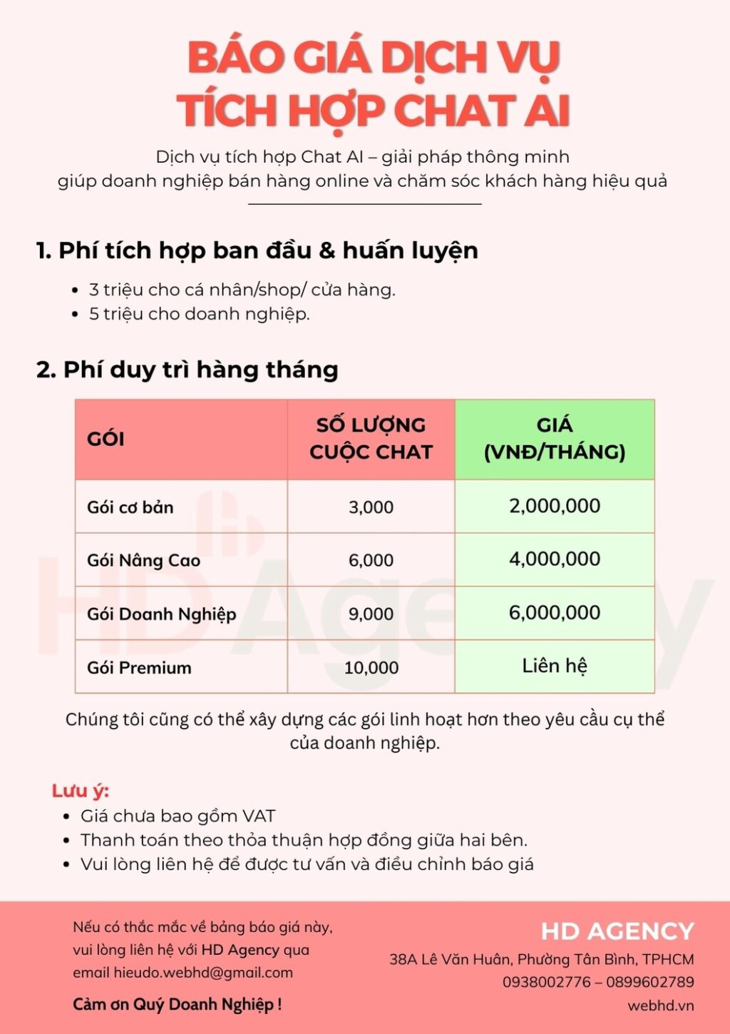 bang bao gia dich vu chatbot ai