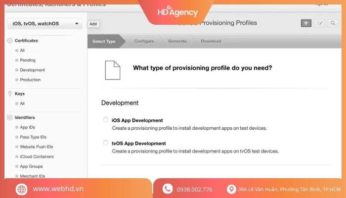 Cách Tạo Provisioning Profile