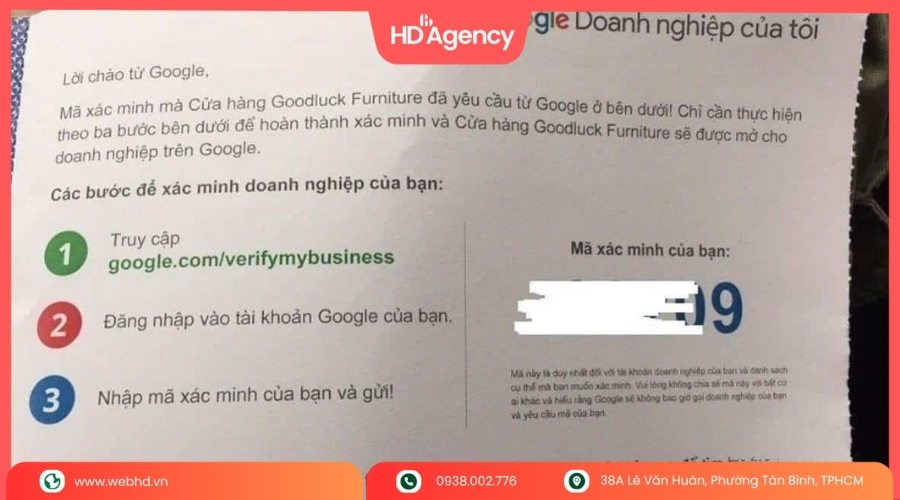 Xác minh Google Map bằng bưu thiếp