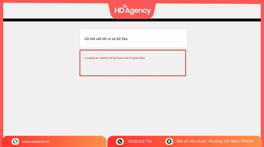 Lỗi kết nối cơ sở dữ liệu