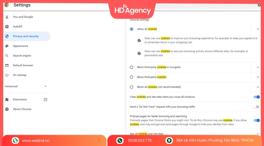 Sao lưu cookie Chrome