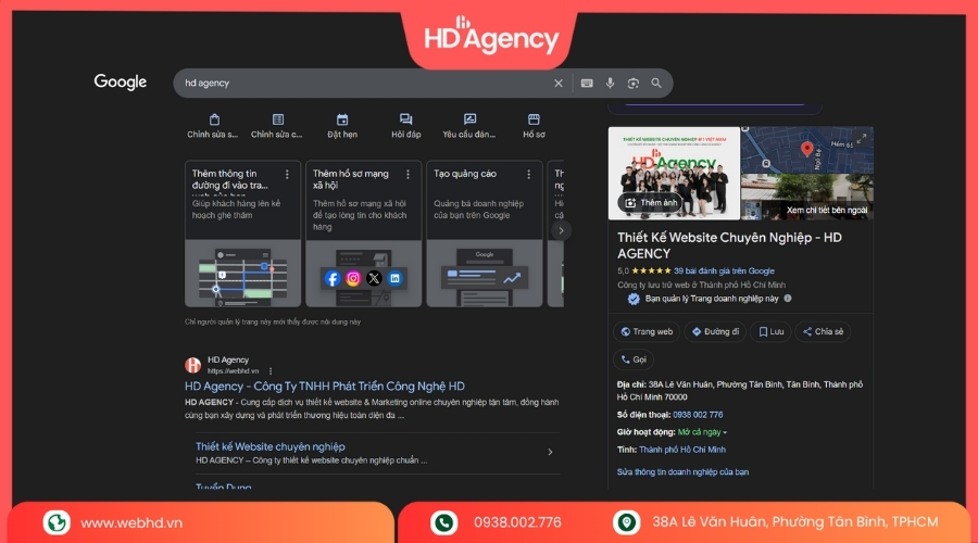 Google Map doanh nghiệp HD Agency