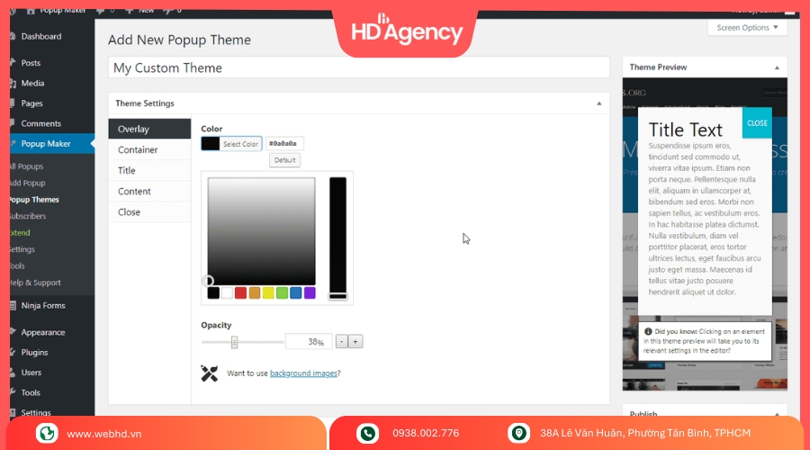 Website trong hiệu quả popup