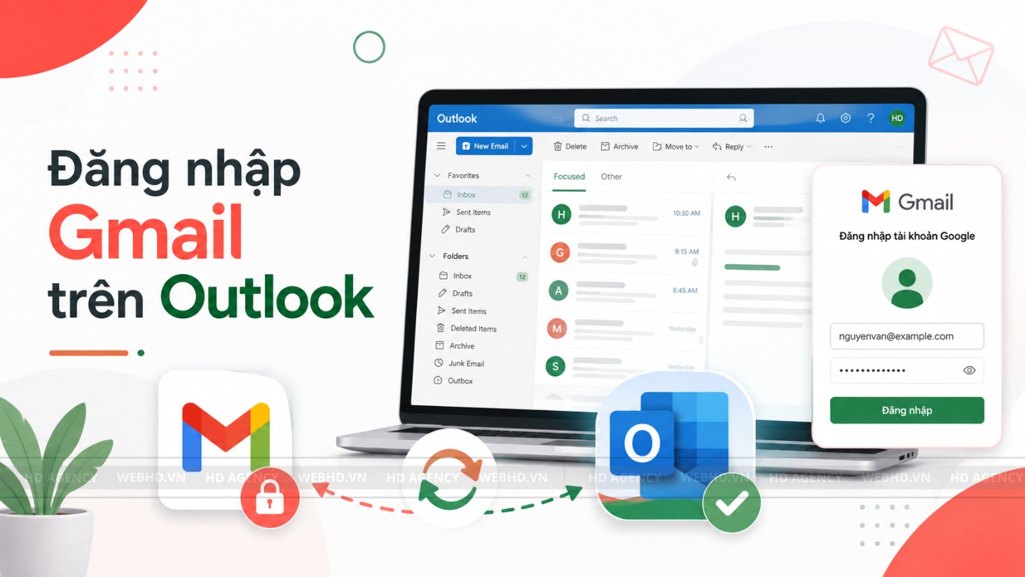 Cách đăng nhập Gmail trên Outlook