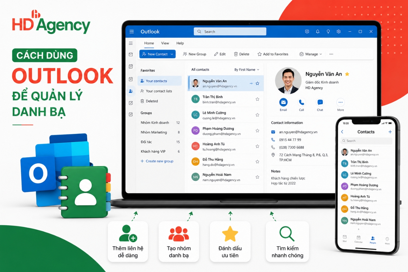 Cách dùng Outlook để quản lý danh bạ