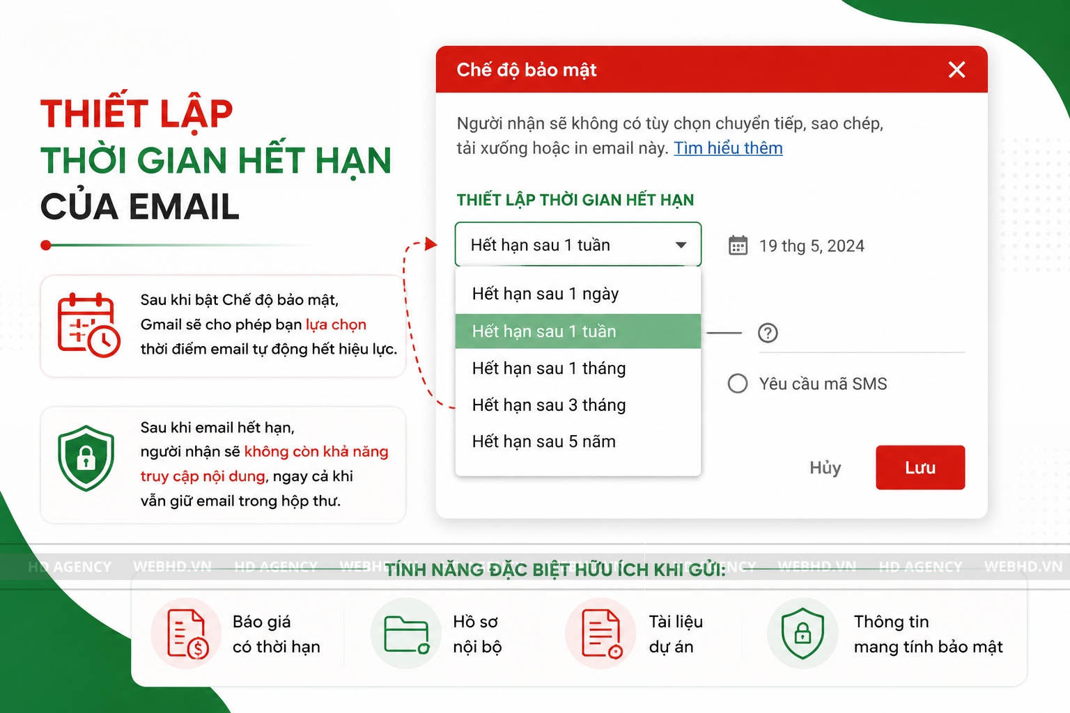 Thiết lập thời gian hết hạn của email