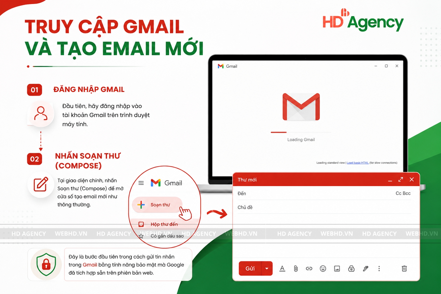 Truy cập Gmail và tạo email mới