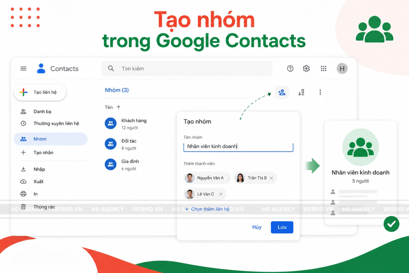 Tạo nhóm trong Google Contacts