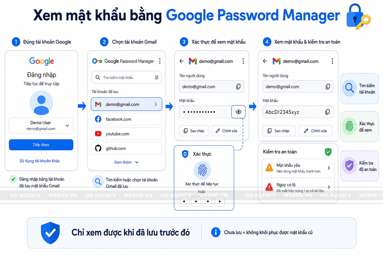 Xem mật khẩu bằng Google Password Manager