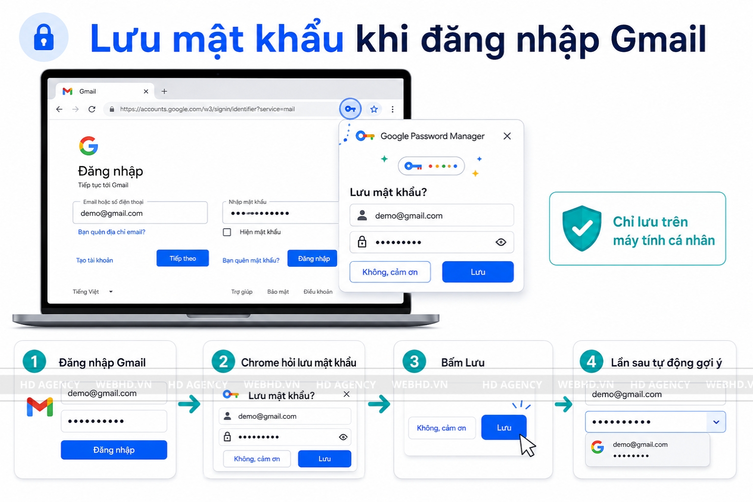 Lưu mật khẩu khi đăng nhập Gmail
