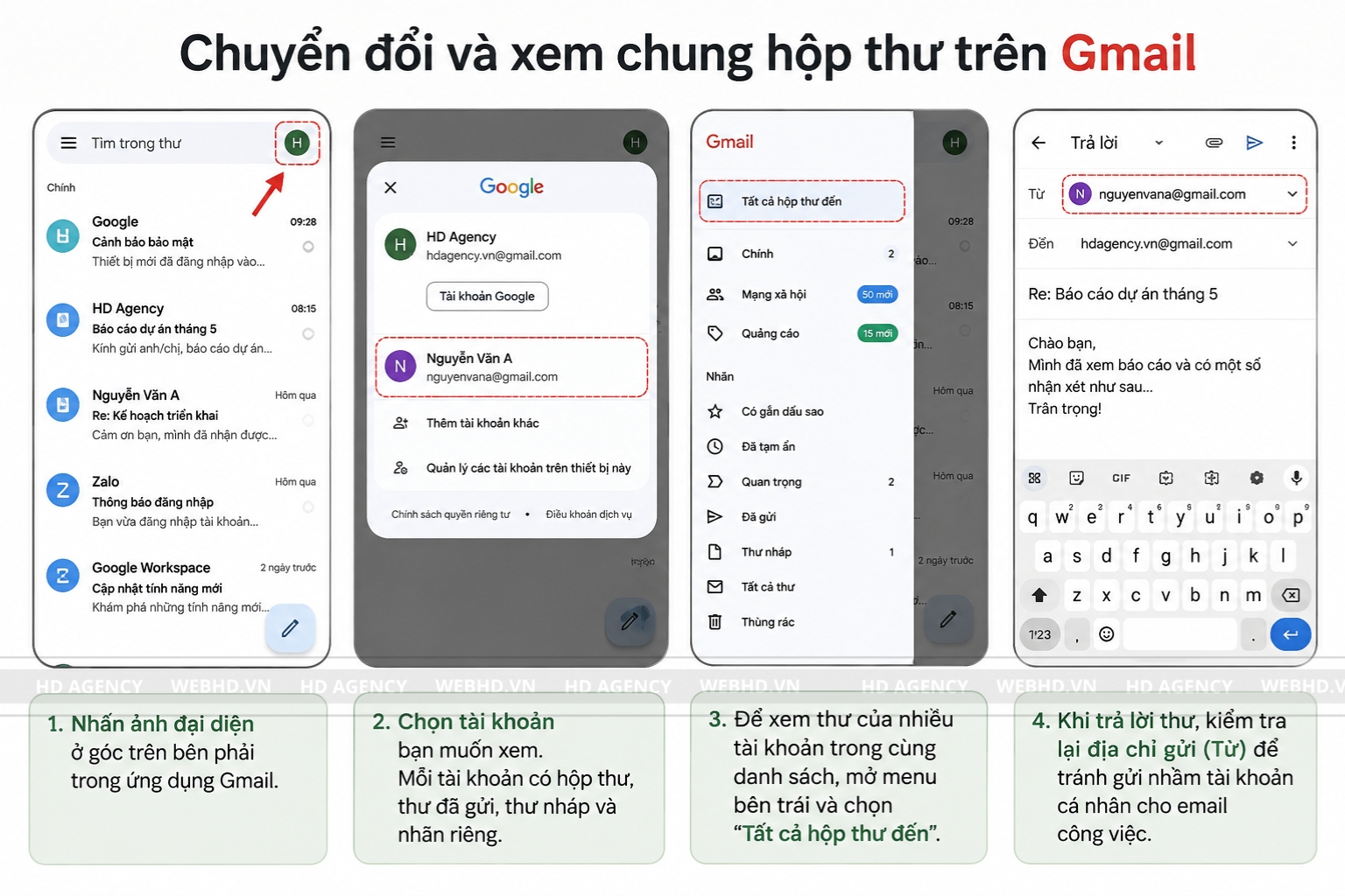 Chuyển đổi và xem chung hộp thư