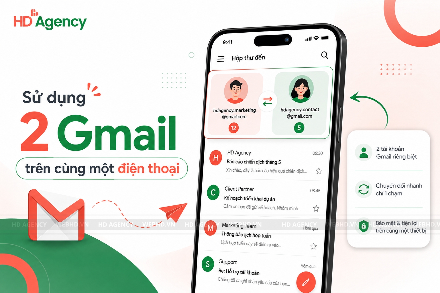 Sử dụng 2 Gmail trên điện thoại