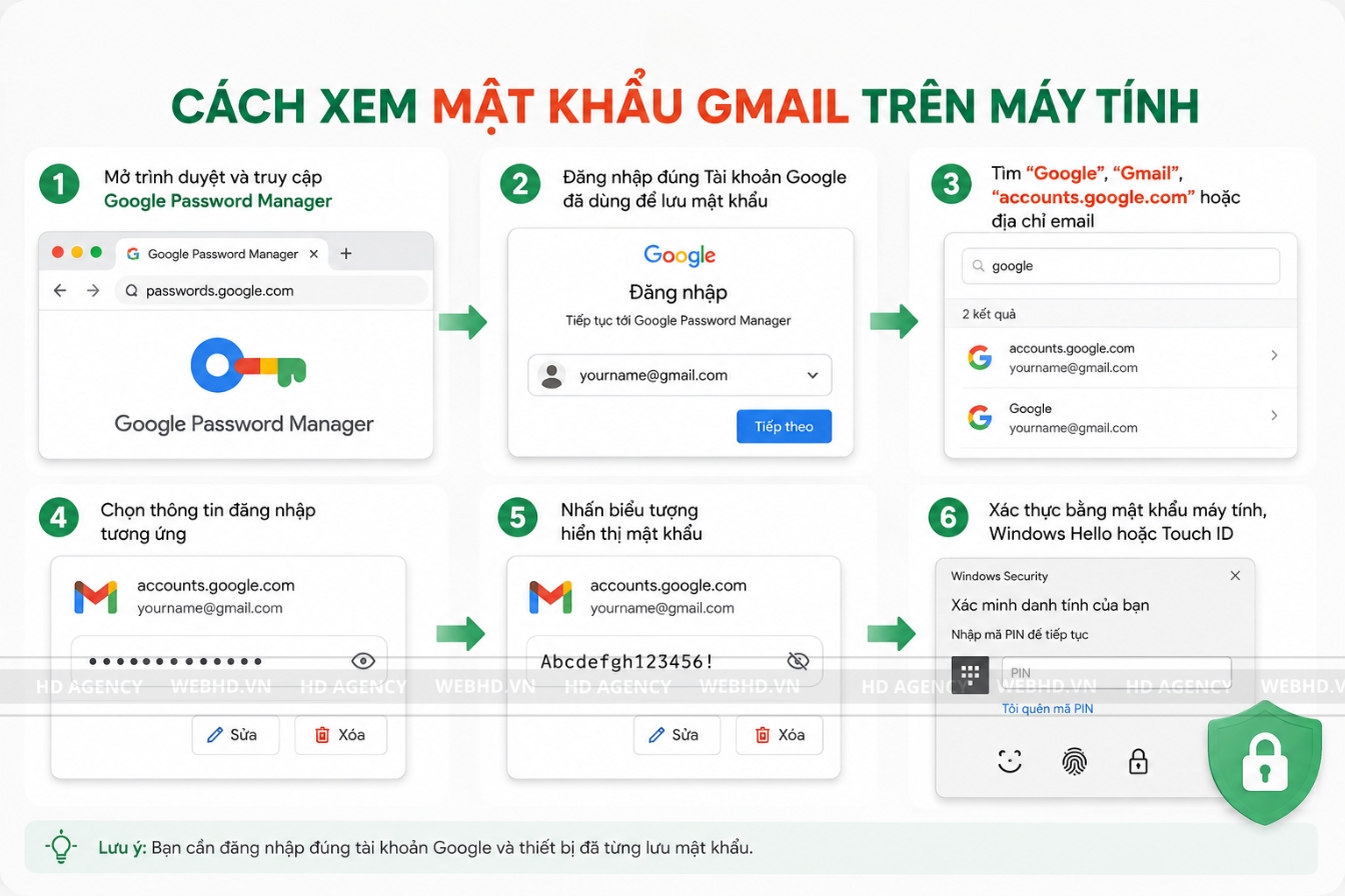 Cách xem mật khẩu Gmail trên máy tính