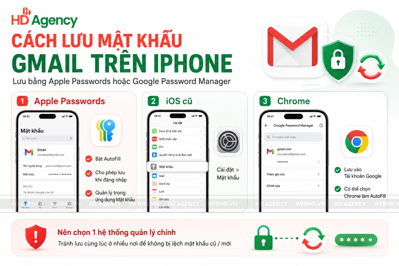 Cách lưu mật khẩu Gmail trên iPhone
