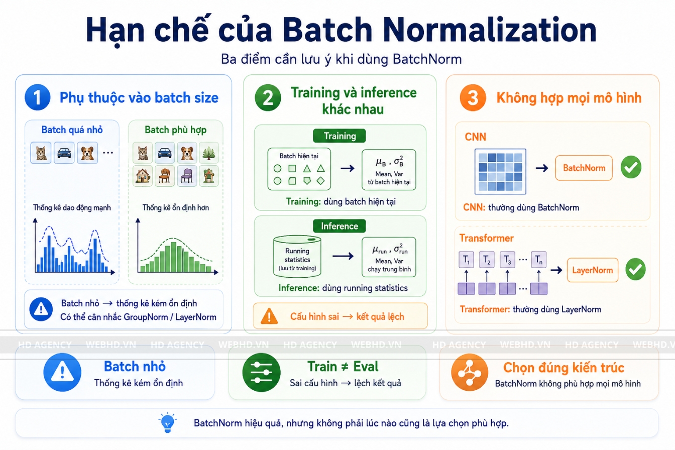 Hạn chế của Batch Normalization