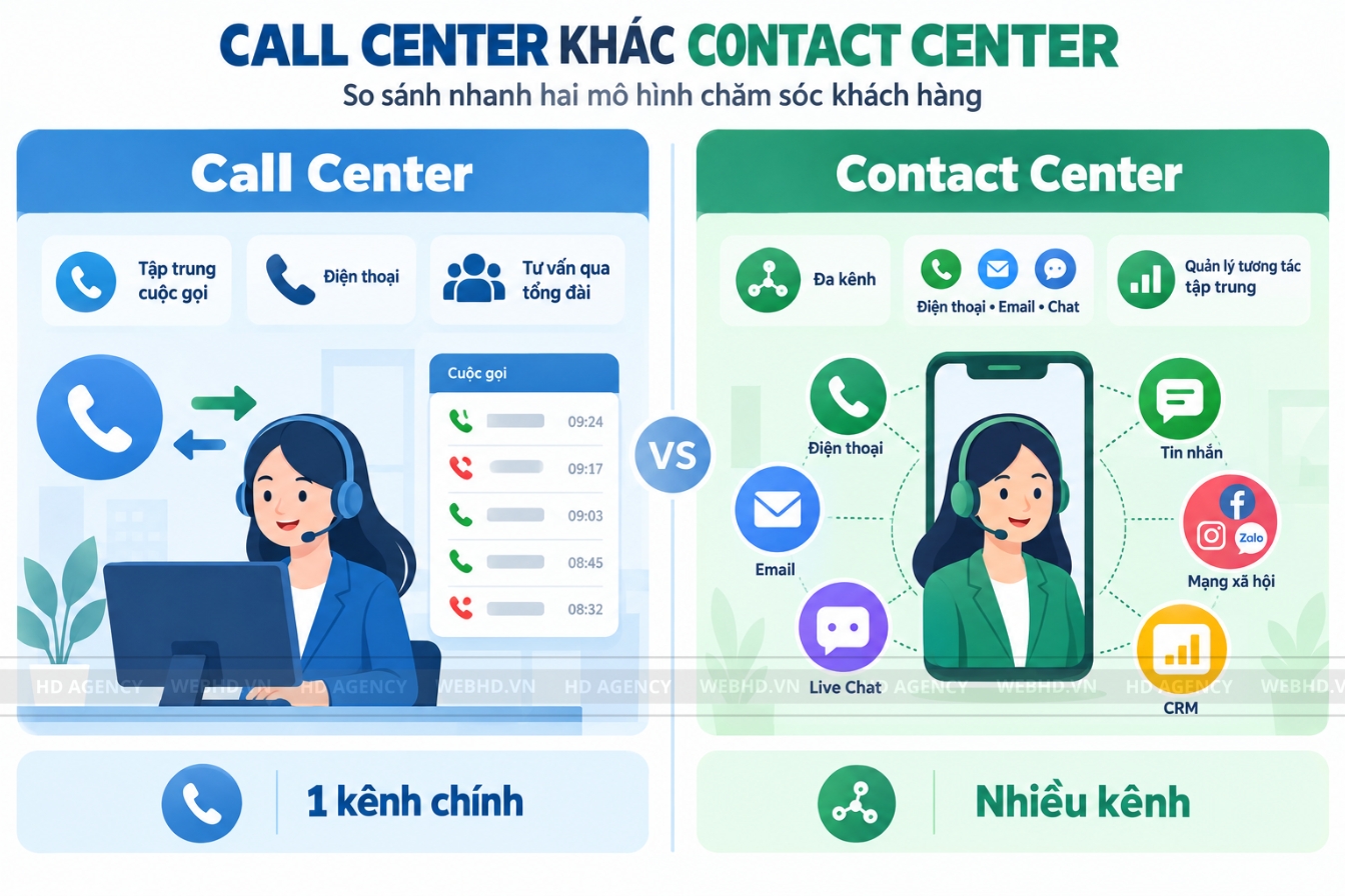 Call Center khác Contact Center ở đâu
