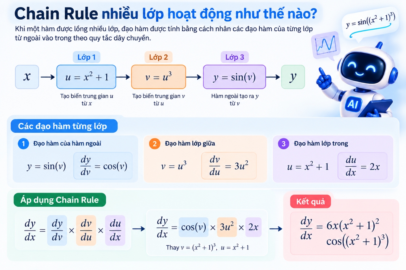 Chain Rule nhiều lớp hoạt động như thế nào