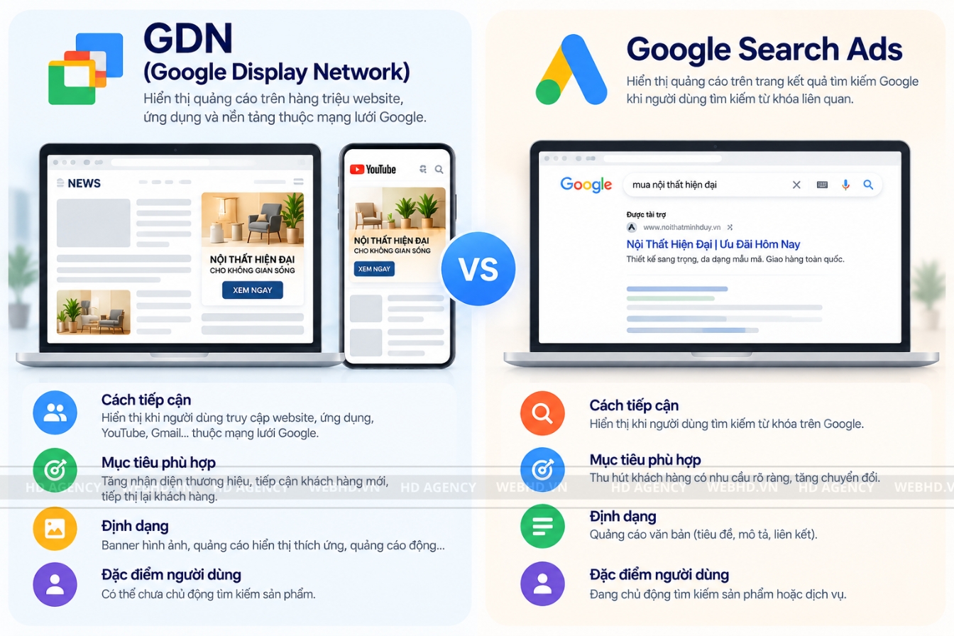 GDN khác gì Google Search Ads