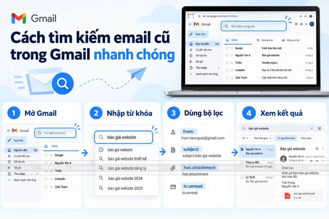 Cách tìm kiếm email cũ trong Gmail nhanh chóng
