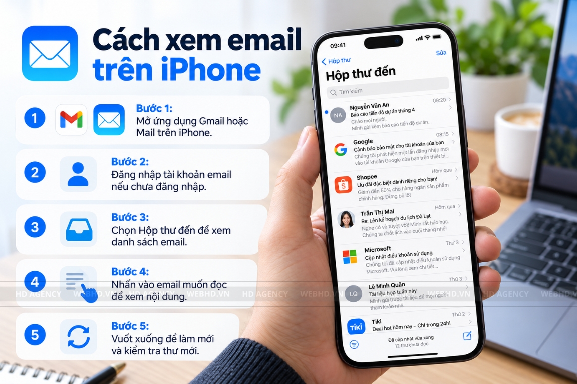 Cách xem email trên iPhone